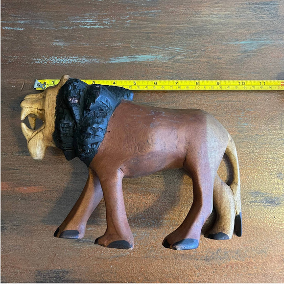 Hand Carved Wood Lyon Toy Figure 10" - Picture 8 of 10